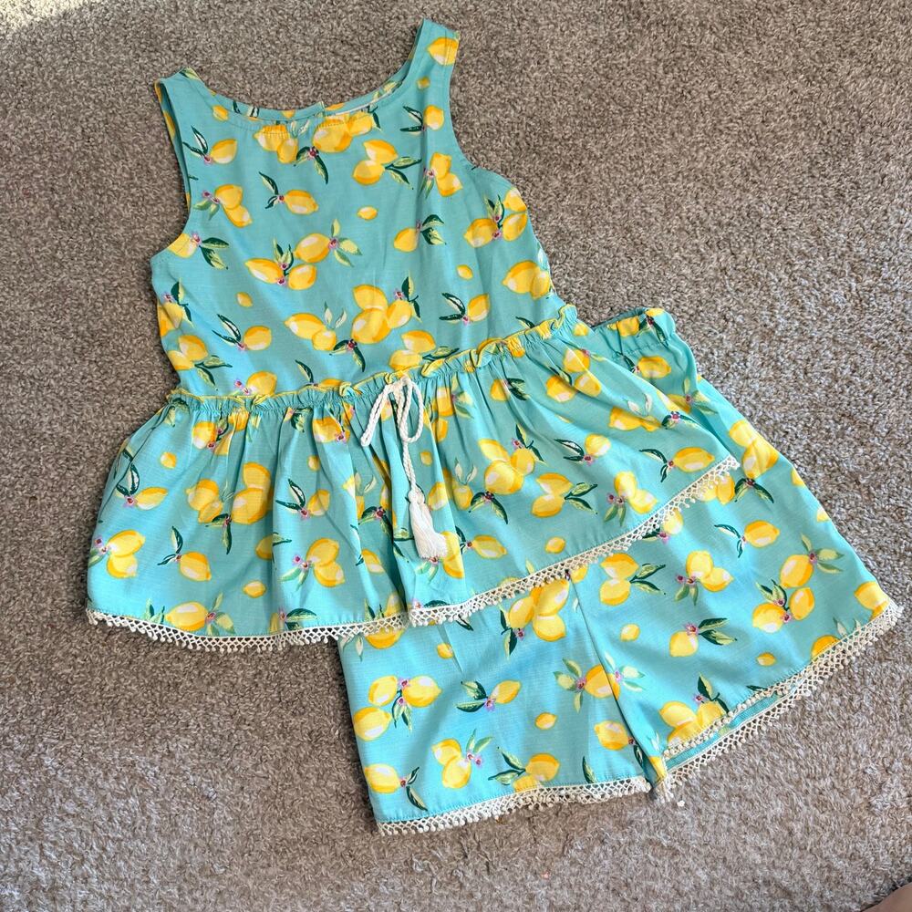 Rare Editions Toddler Girls Lemon Printed Shorts Set NWT Size 7